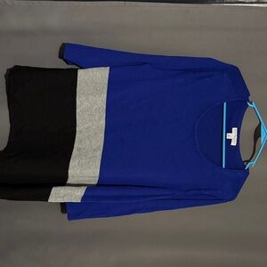 Kim Rogers Blue and Black Colorblock Blouse